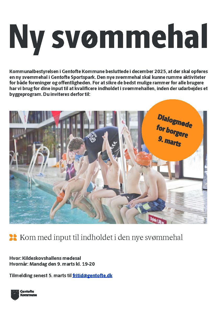 Invitation til dialogmøde om ny svømmehal i Gentofte Sportspark d. 9. marts kl. 19-20.